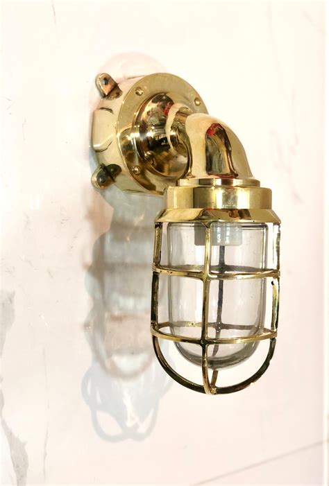 New Antique Nautical Brass Wall Light With Junction Box Red